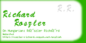 richard roszler business card